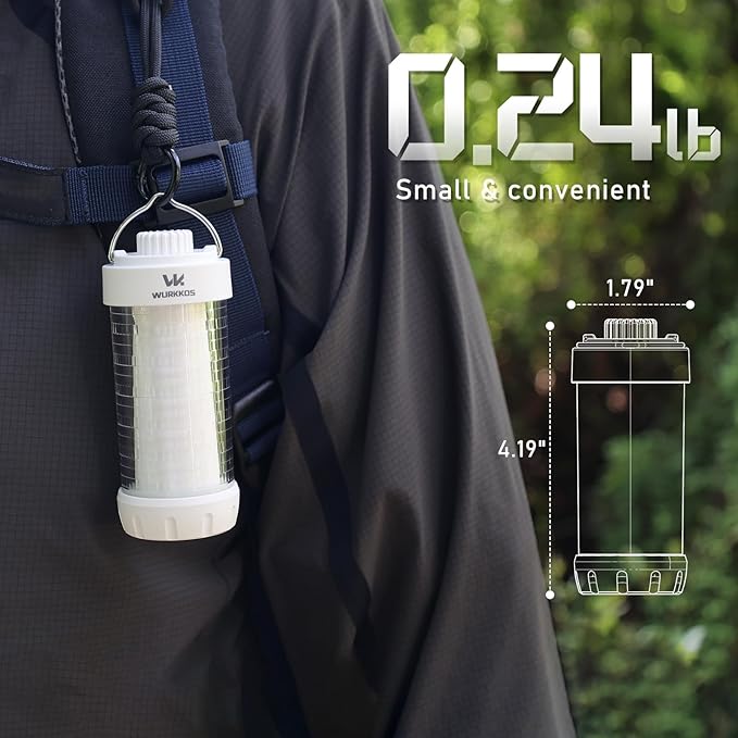 Wurkkos CL01 Camping Lantern Rechargeable, 550LM Waterproof Tent Light with Magnet Base, Up to 300H Runtime,Portable Lantern Flashlight with RGB light,Emergency Camp Light for Hurricane,Hiking,Camping-VerdiqueGarden