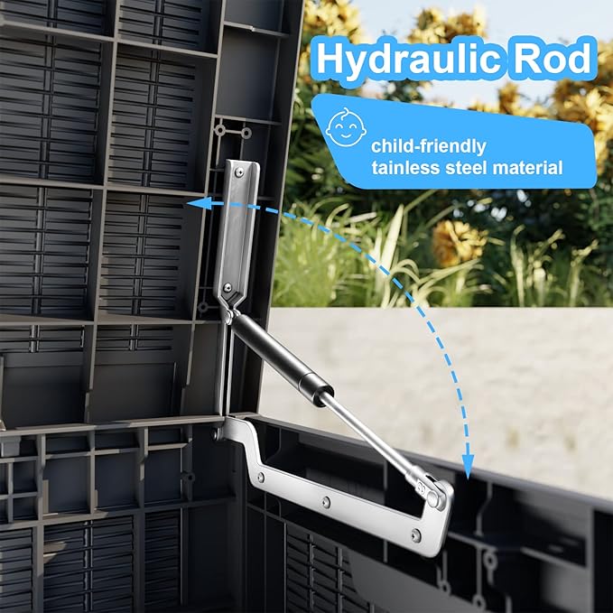 100 Gallon Waterproof Outdoor Storage Box,Resin Deck Box,Lockable Outside Storage Box Container for Patio Furniure,Garden,Tools (100 Gallon,Black)-VerdiqueGarden