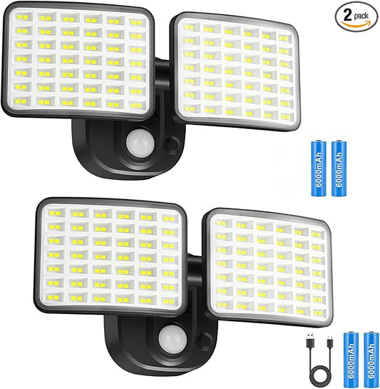 Rechargeable Battery Operated Light, 2500&4000LM Motion Sensor Security Light(1-3 Months Endurance), USB Charging LED Flood Outdoor for Garage/Yard/Entryways/Patio/Garden (2 Pack)-VerdiqueGarden