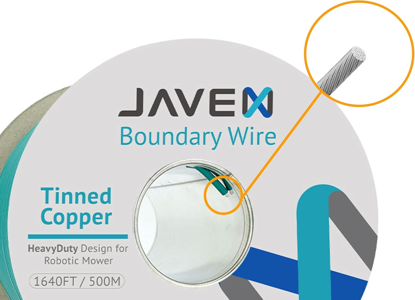 JAVEX Robotic Mower Boundary Wire Cable- Tinned Copper Heavy Duty Universal for Gardena, Husqvarvna, Worx & Other Lawn Auto-Mower Brands Installation Kit [3.4mm, 24x0.25mm] Green, 500M/1640ft-VerdiqueGarden