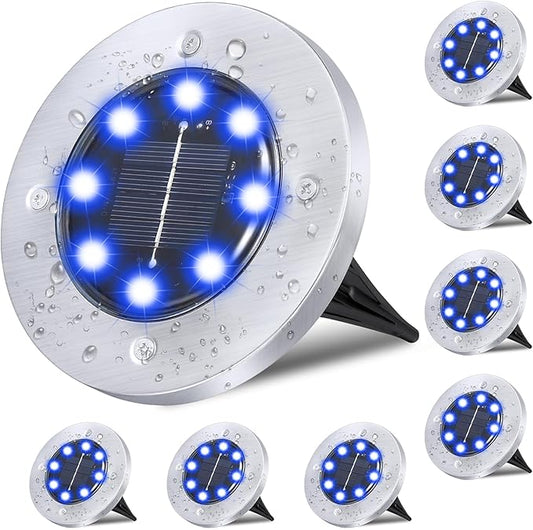 Solar Ground Lights - Upgraded Waterproof Garden Lights for Outdoor, Landscape, Yard, Deck, Lawn, Patio, Walkway (8 Pack Blue)-VerdiqueGarden