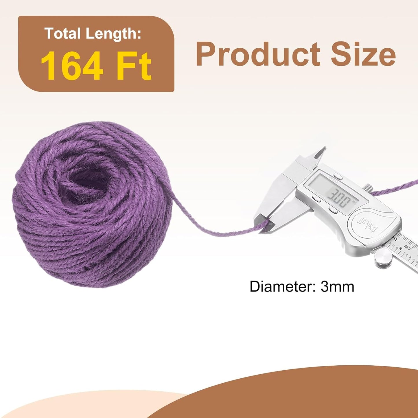 uxcell 164 Feet Natural Jute Twine String,3mm Thin Garden Twine Rope Colored Plant String Cord for DIY Art Crafts Gift Wrapping Decoration Packing Gardening Plant Hanger,Light Purple-VerdiqueGarden