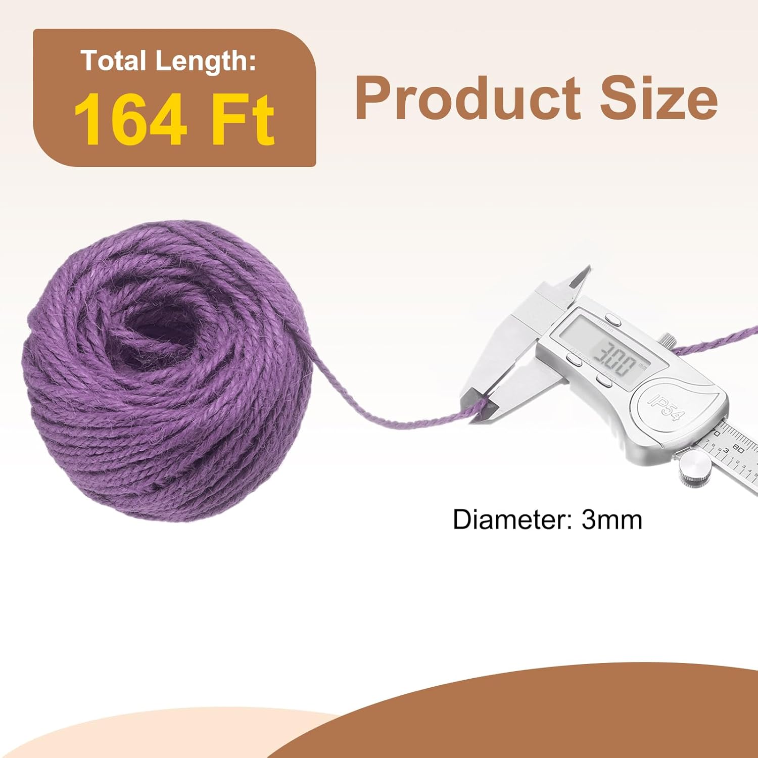 uxcell 164 Feet Natural Jute Twine String,3mm Thin Garden Twine Rope Colored Plant String Cord for DIY Art Crafts Gift Wrapping Decoration Packing Gardening Plant Hanger,Light Purple-VerdiqueGarden