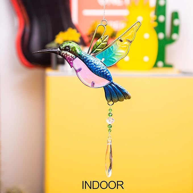 WEISIPU Crystal Suncatchers for Windows - Hummingbird Crystal Ball Prisms Hanging Crystals Ornament for Home Garden Office Wedding Christmas Decoration-Hummingbird-VerdiqueGarden