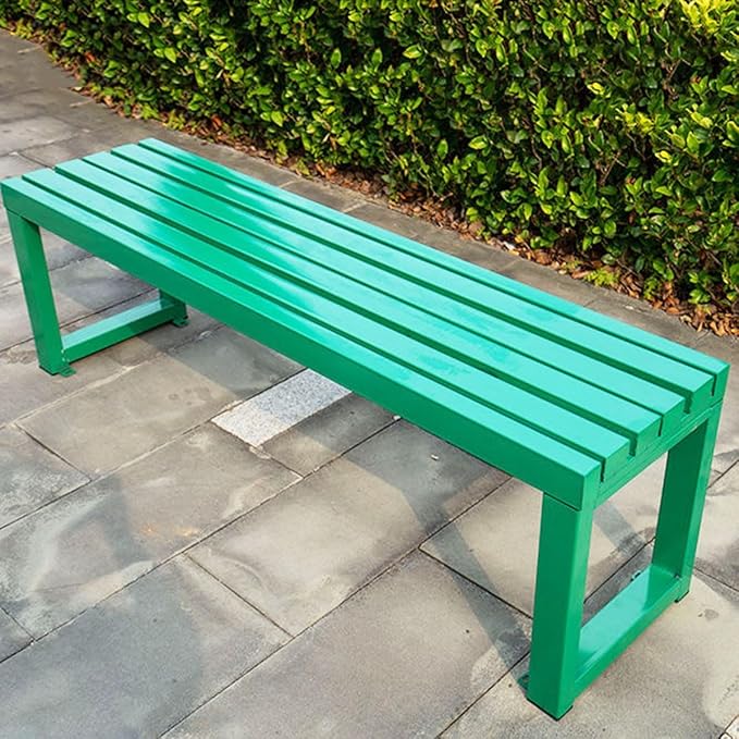 Weatherproof Metal Dining Bench, Outdoor Bench Backless Patio Bench 2-Person Farmhouse Bench Garden Bench for Kitchen, Living Room, Entryway(Green,40in)-VerdiqueGarden