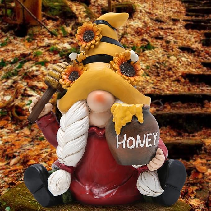 Hodao Bumble Bee Spring Gnome Decorations Honey Bee Gnomes Ornaments World Bee Day Decorations Gifts Summer Gnomes Figurines Honey Bee for Garden Decor Bee Birthday Gifts for Mom, Grandma, Women-VerdiqueGarden