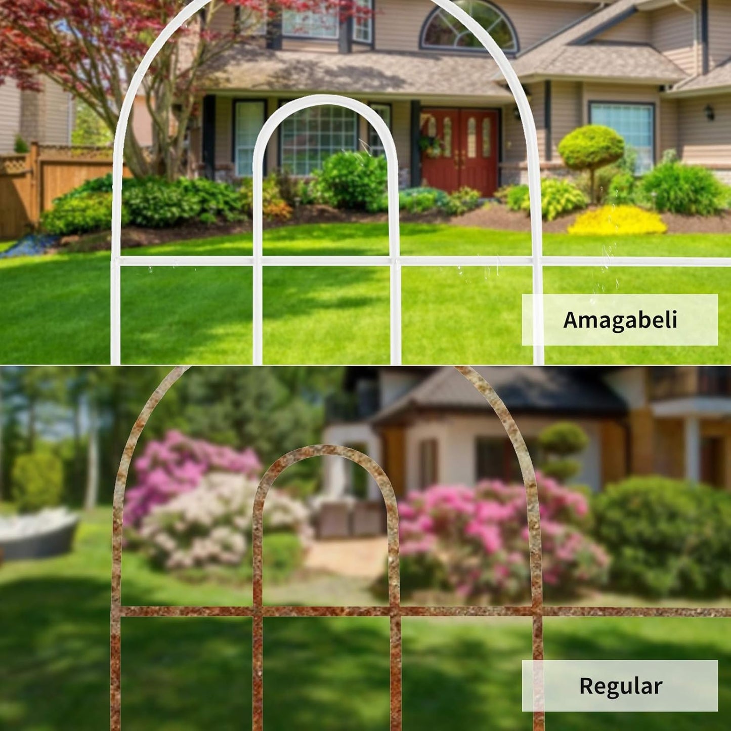 AMAGABELI GARDEN & HOME 14 Panels 32in(H)×20ft(L) Decorative Garden Fences and Borders for Dogs No Dig Rustproof Metal Fence Panel Garden Edging Border Animal Barrier Fencing for Flower Bed Yard White-VerdiqueGarden