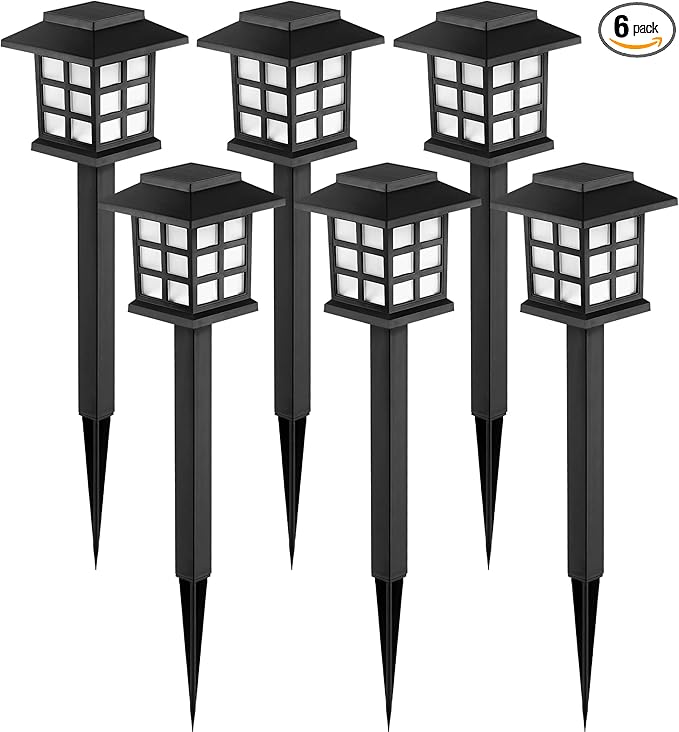 GIGALUMI Solar Outdoor Lights，6 Pack LED Solar Lights Outdoor Waterproof, Solar Walkway Lights Maintain 10 Hours of Lighting for Your Garden, Landscape, Path, Yard, Patio, Driveway-VerdiqueGarden