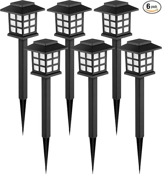 GIGALUMI Solar Outdoor Lights，6 Pack LED Solar Lights Outdoor Waterproof, Solar Walkway Lights Maintain 10 Hours of Lighting for Your Garden, Landscape, Path, Yard, Patio, Driveway-VerdiqueGarden