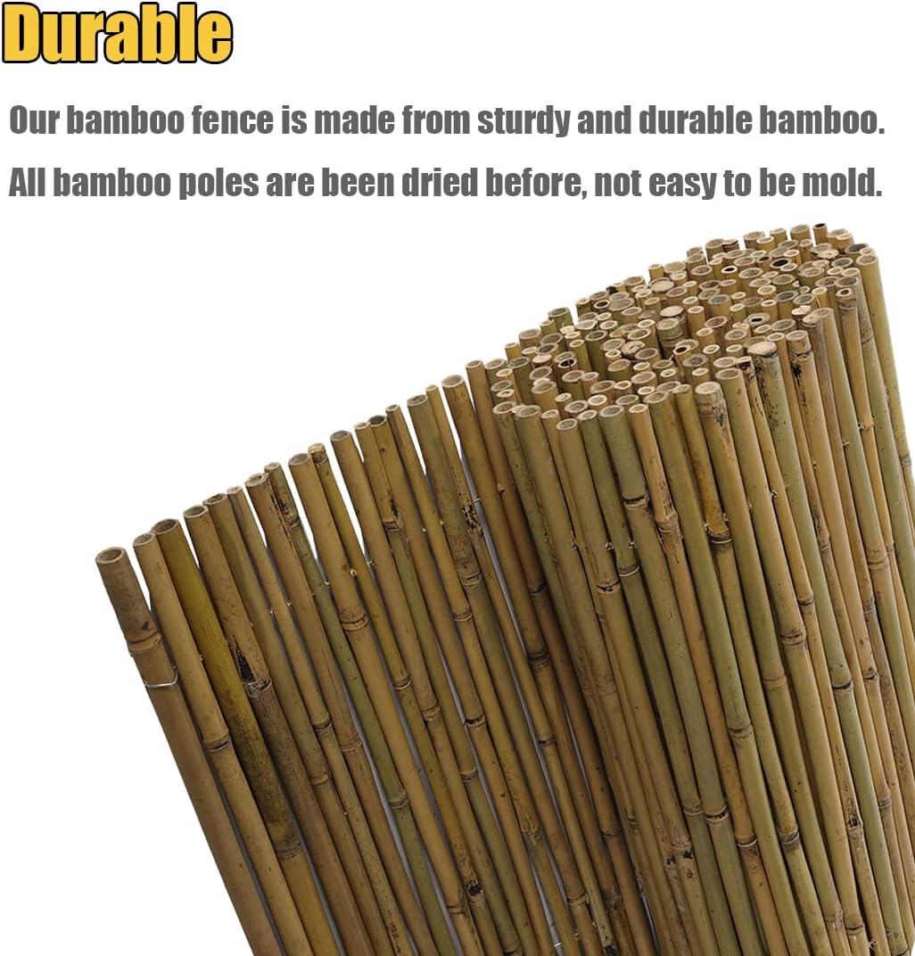 4Ft High x 6 Ft Long x 0.7In D Bamboo Screen, Natural Bamboo Fence Rolls, Eco-Friendly Fencing for Outdoor Balcony Patio Garden Border Pool-VerdiqueGarden