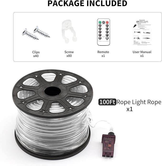 LED Rope Lights for Outside 100Ft Waterproof LED Rope Lighting 429 LEDs 110V 8 Modes Remote Control Timer Christmas Rope Lights for Outdoor Party Holiday Garden Decoration (Multicolor)-VerdiqueGarden