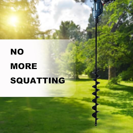 32" x 2" Extended Length Auger Drill Bit for Planting Bulb & Bedding Plant Auger, Garden Plant Auger, No Need to Squat Post Hole Digger for 3/8" Hex Drive Drill, Earth Auger Bulb Planter Tool-VerdiqueGarden