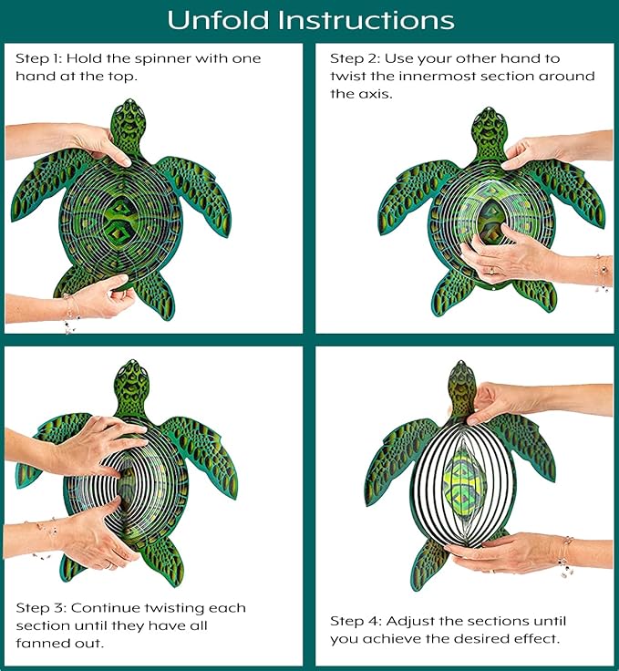 Turtle Ornament Wind Spinners for Yard and Garden, Metal Ornaments for Garden Décor, Outdoor Wind Spinner, Turtle Gifts for Turtle Lovers, Outdoor Garden Decoration, 12 inch Wall Décor by ISEO-VerdiqueGarden