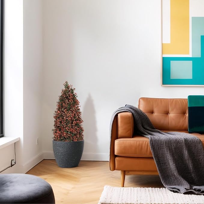 3ft Artificial Boxwood Topiary Trees (Set of 2) - UV Resistant Faux Plants for Outdoor/Indoor, Realistic 36in Fake Bushes and Shrubs for Front Porch, Planter, Patio - Low Maintenance & Evergreen-VerdiqueGarden