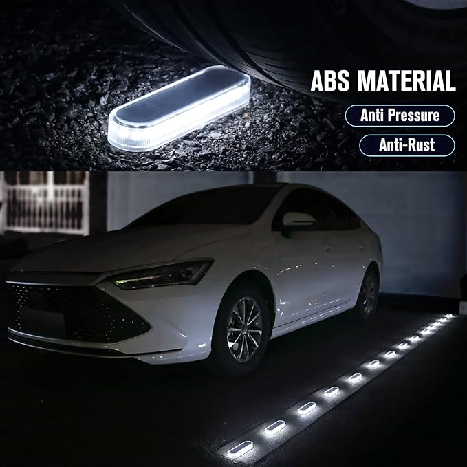 Honalia Solar Driveway Lights Outdoor 6 Pack, Dock Lights Solar Powered Waterproof IP68, Solar Deck Lights Cool White Driveway Markers Concrete Step Lights for Driveway Deck Stairs Marine Dock Runway-VerdiqueGarden