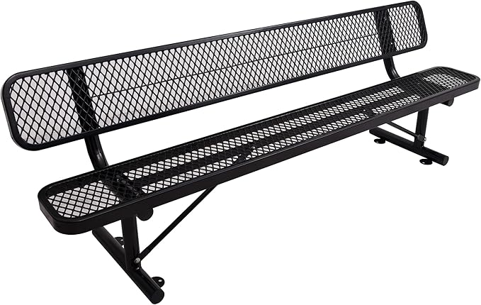4/6/8 Feet Park Bench for Outside Heavy Duty Metal, Garden Benches Outdoor Bench with Backrest & Portable Frame, for Shopping Malls Stores Parks Patios Decks, Black-VerdiqueGarden