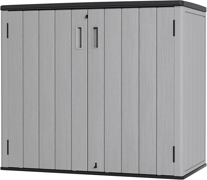 Large Outdoor Storage Box,Resin Sheds&Outdoor Storage Waterproof/Lockable,Outdoor Storage Cabinets for Balcony,Garage,Backyard (37Cu.ft-Pale Grey)-VerdiqueGarden