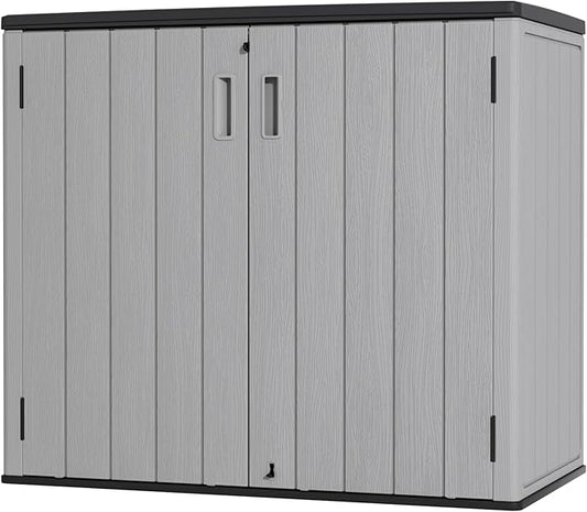 Large Outdoor Storage Box,Resin Sheds&Outdoor Storage Waterproof/Lockable,Outdoor Storage Cabinets for Balcony,Garage,Backyard (37Cu.ft-Pale Grey)-VerdiqueGarden