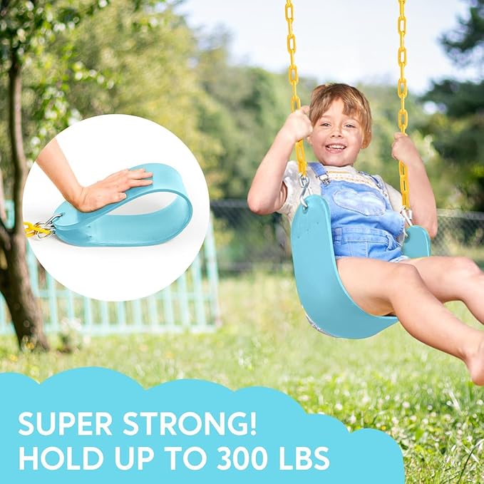 TURFEE Swing for Outdoor Swing Set - Pack of 1 Seat Replacement Kit with Heavy Duty Chains - Backyard Swingset Playground Accessories for Kids (Blue 2)-VerdiqueGarden