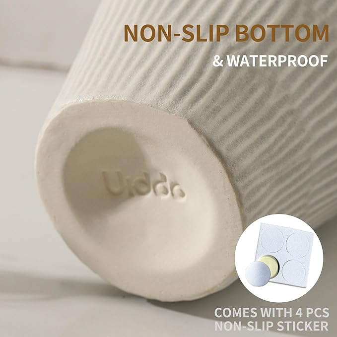 Ceramic Vase for Home Decor,11.6 Inch Flower Vases,Decorative Blue Vase for Pampas Grass,Modern Art Texture Vases for Home Entryway Living Room Dining Table Farmhouse Office Decor(Grey)-VerdiqueGarden