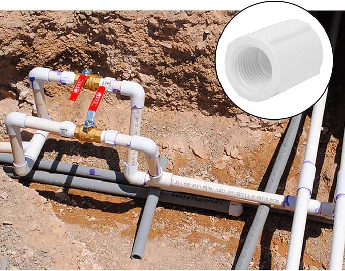 10Pack 1/2" Double Female Thread PVC Pipe Coupling Adapter Pipe Fitting Connector SCH40 1/2Inch Female to Female Threaded PVC Coupling Pipe Fitting for Sprinkler,Irrigation,Swimming Pools-VerdiqueGarden