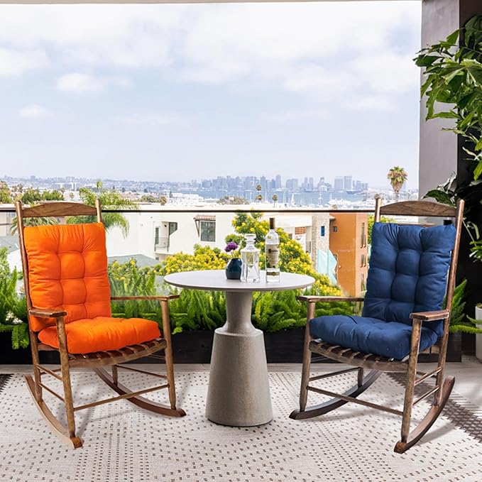 Patio Seat Cushions Set of 1, Indoor Outdoor Furniture Cushions, Tufted Rocking Chair Cushion Pad, Orange-VerdiqueGarden