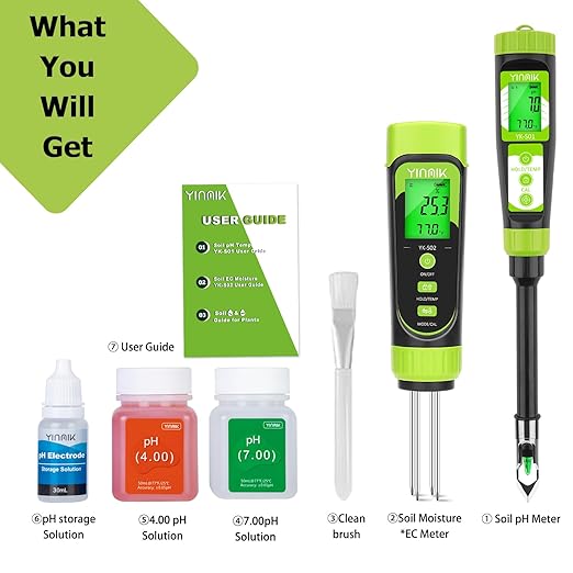 Digital Soil pH Moisture Tester,Plant Moisture pH Meter for Soil and Water,Great Soil Test Kit for Gardener,Digital 4 in 1 Soil Temp Moisture pH EC Tester for Lawn,Indoor&Outdoor Plant,Potting,Farm-VerdiqueGarden