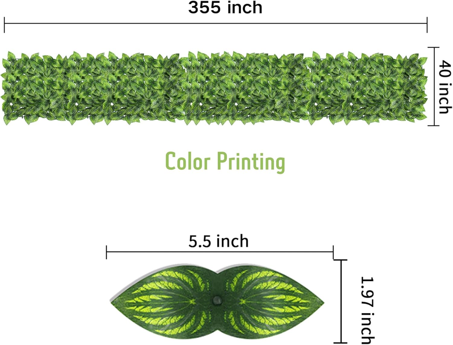 Artificial Ivy Privacy Fence Screen, 353x39 Inch Artificial Faux Ivy Hedge, Expandable Faux Privacy Fence with 80 pcs Zip Ties Decoration for Outdoor Garden, Color Printing Watermelon Leaves-VerdiqueGarden