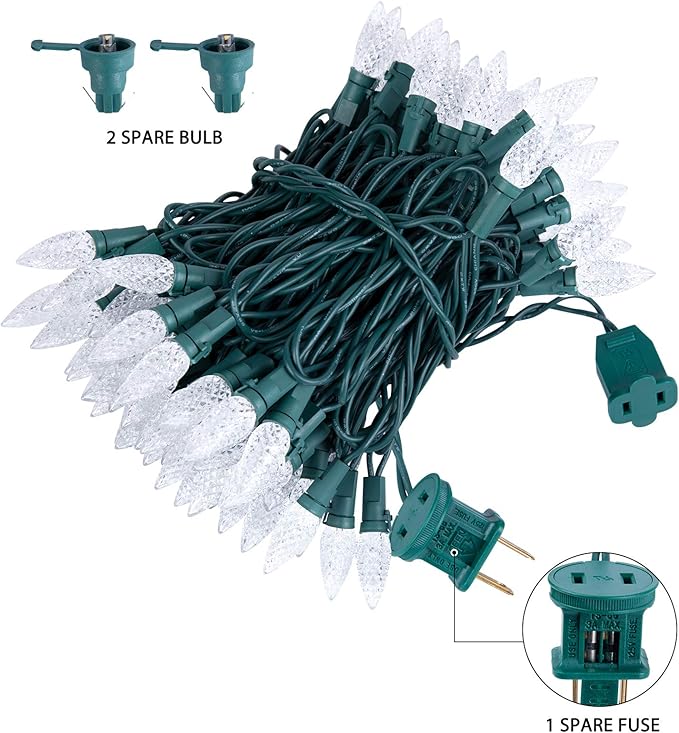 C6 LED Christmas String Lights, 33 Feet 100 LED Strawberry Lights Plug in, Waterproof Twinkle Fairy String Lights for Indoor Outdoor Holiday Garden Yard Party Tree Decoration (Warm White)-VerdiqueGarden