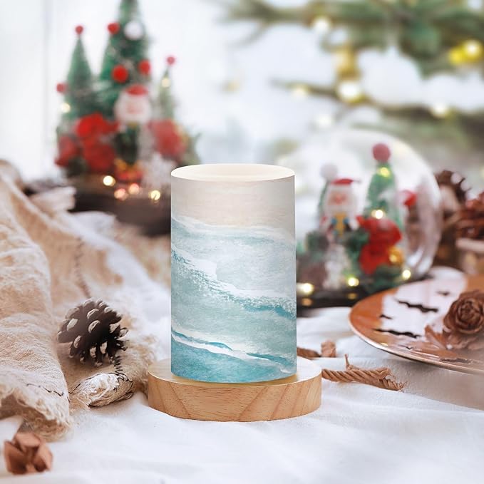 Flickering Flameless Candles, Bohemian Beach LED Candles with Remote Timer, Set of 2 Battery Operated Candle for Valentine Wedding Birthday-VerdiqueGarden