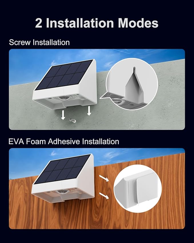 12 Pack Color Changing Solar Powered Fence Lights Outdoor Decorative LED Waterproof Yard Lighting for Outside Wall, Deck, House Patio, Rail, Backyard, 8 Colorful Modes, Easy Install (White Shell)-VerdiqueGarden