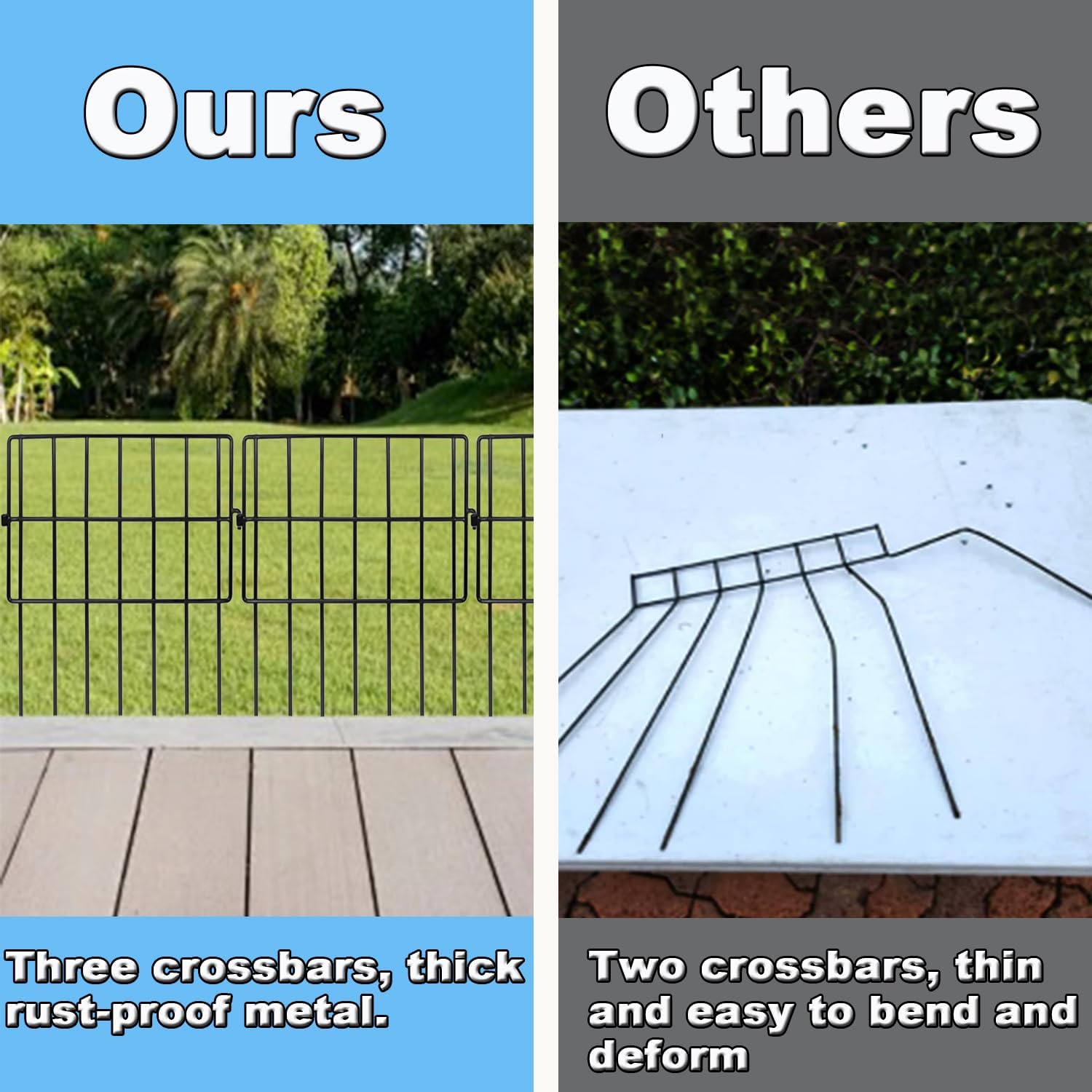 Decorative Garden Fence 17in x10.8ft,10 Pack Rustproof Metal No Dig Fence Animal Barrier for Dog and Rabbits,Square Flower Bed Edging Ornamental Wire Border Panel Fencing,Yard Patio Defense(Square)-VerdiqueGarden