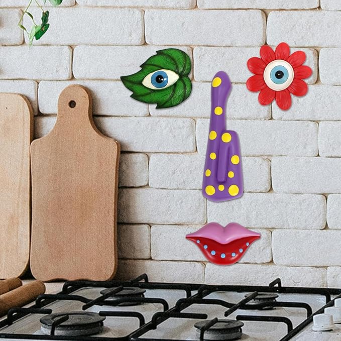 Tree Faces Decor Outdoor,Funny Tree Faces Sculpture,Colorful Fence Decorations Outdoor,Suitable for Yard and Garden Art Décor(1pcs, Colorful Leaves)-VerdiqueGarden