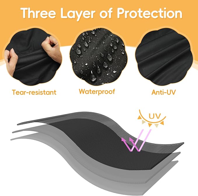 Grill Cover for Char-Griller 3-Burner Dual Fuel Expandable Propane Gas and Charcoal Outdoor Polyester Grill and Smoker Cover, Heavy Duty Waterproof UV Resistant Cover, Outdoor BBQ Accessories-VerdiqueGarden