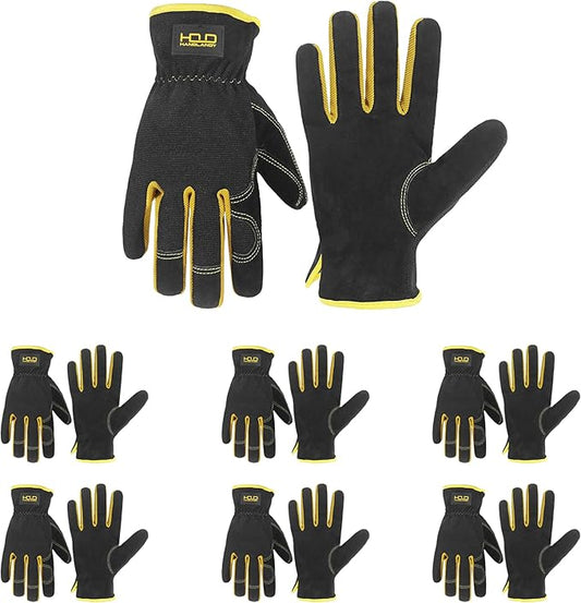 HANDLANDY Leather Work Gloves for Men & Women, Reinforced Durable Garden Gloves, Cowhide Working Glove for Gardening-VerdiqueGarden