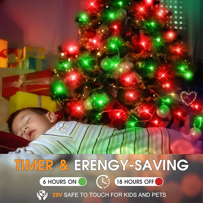 KNONEW 600FT 1500 LED Christmas String Lights Outdoor Green Wire Fairy Light 8 Modes & Timer Plug in Waterproof LED String Lights for Xmas Yard Tree Wedding Party Holiday Decorations(Red and Green)-VerdiqueGarden