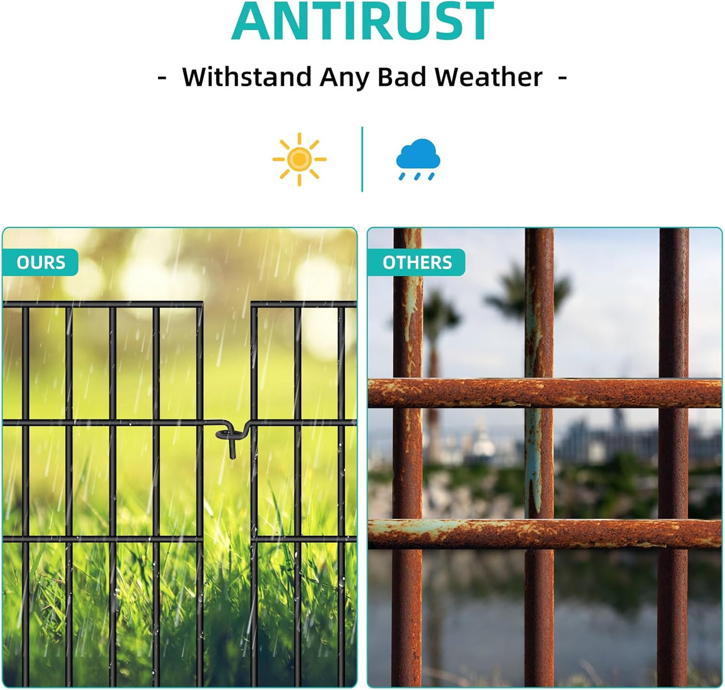 Animal Barrier Fence, 10 Panels No Dig Fences, 17in(H) X 10.8ft(L) Garden Fence Animal Barrier for Rabbits and Dog Under Fencing Barrier, Rustproof Metal Fences Border for Outdoor, Yard, Patio-VerdiqueGarden