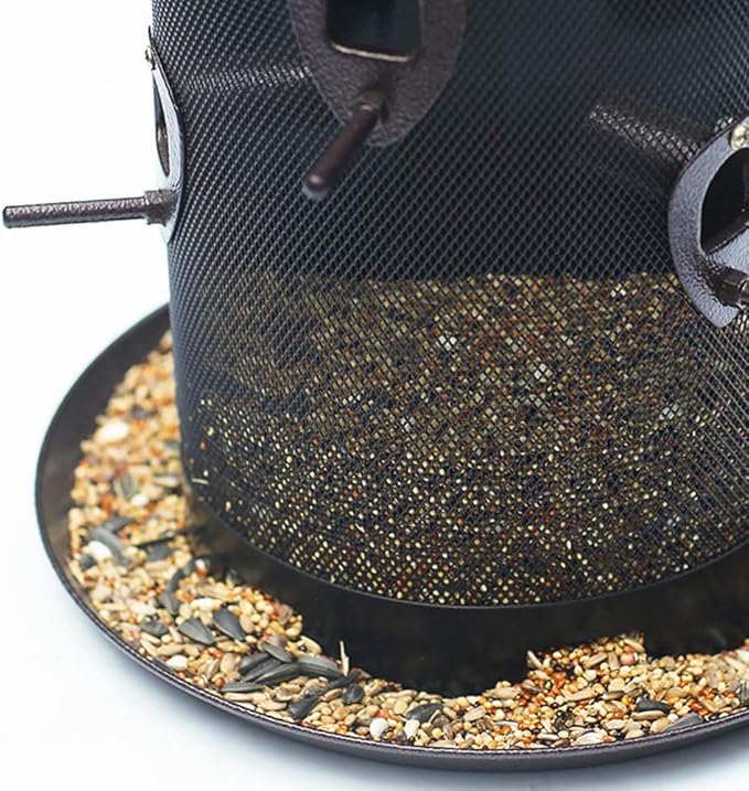 Nature's Rhythm Metal Hopper Bird Feeder, Dual Seed Compartments, 10 Feeding Ports, Holds 10lbs Seed, Attracts Cardinals, Titmice, Nuthatches-VerdiqueGarden