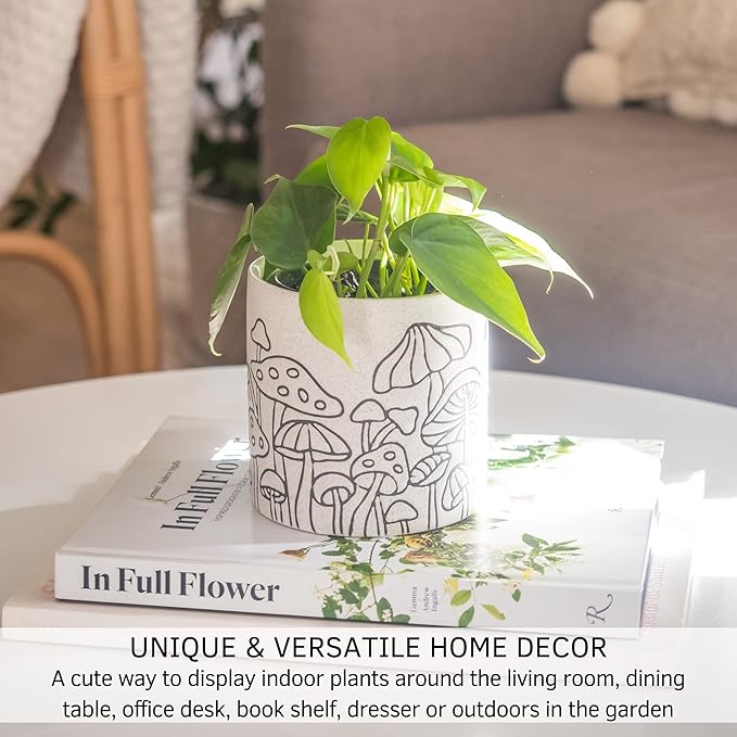 BASE ROOTS Mushroom Planter, Speckled White, Indoor/Outdoor, Holds Small Plants-VerdiqueGarden