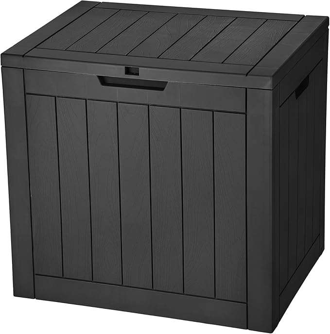 YITAHOME 30 Gallon Deck Box Outdoor Storage Box, Waterproof Resin Package Delivery and Storage Box with Lockable Lid for Patio Furniture Cushions, Pool Accessories, Garden Tools, Black-VerdiqueGarden