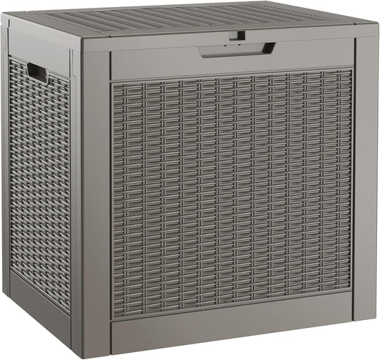 NUNU LAB Outdoor Storage Box, 33 Gallon Resin Deck Box Indoor and Outdoor Use, Waterproof Lockable Patio Storage Bin for Gardening Tools,Package Deliveries,Patio Cushions,UV Resistant,Grey-VerdiqueGarden