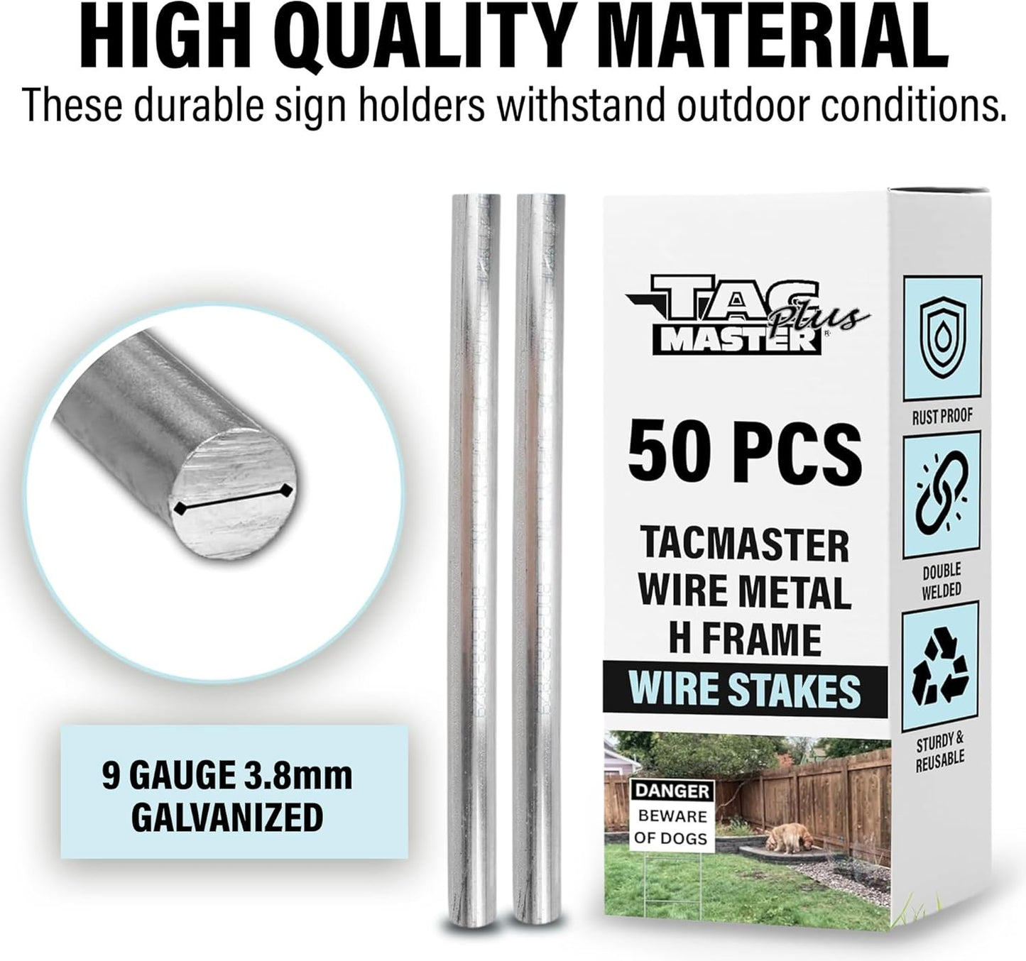 Tacmaster Wire Metal Yard and Sign H Stakes – Durable Blank Lawn Sign Posts for 4mm Corrugated Panels, Real Estate Signs, Waterproof and Wind Resistant, Ideal for Outdoor Use, 30"x10" – 50 Pack-VerdiqueGarden