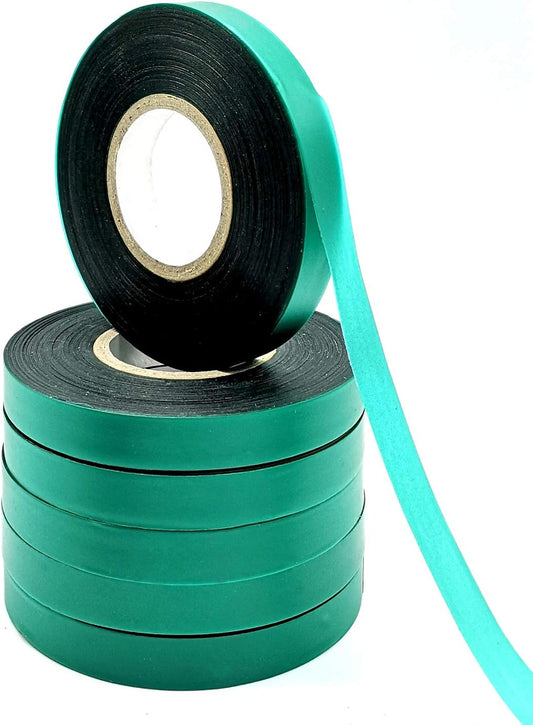 6 Rolls 150 Feet Stretch Tie Tape 0.5 Inch Garden Tie Tape Thick Plant Ribbon Garden Green Vinyl Stake for Indoor Outdoor Patio Plant Use-VerdiqueGarden