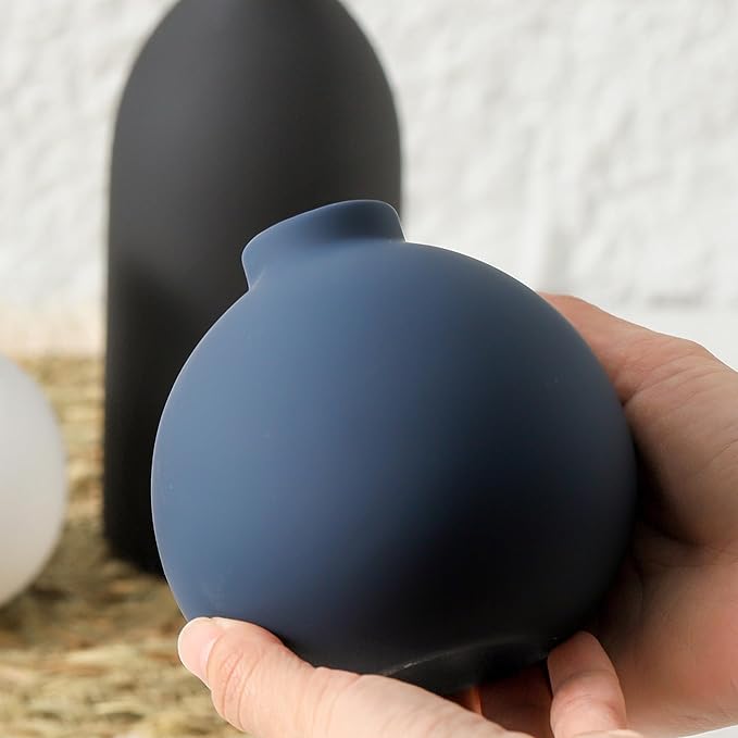 Ceramic Vase Set of 3 | Vases Home Decor | Decorative Flower Table Rustic Vase Modern Decor Vase Neutral Pottery Vases for Entryway Mantel Living Room Kitchen Bedroom -Multicolor Modern-VerdiqueGarden