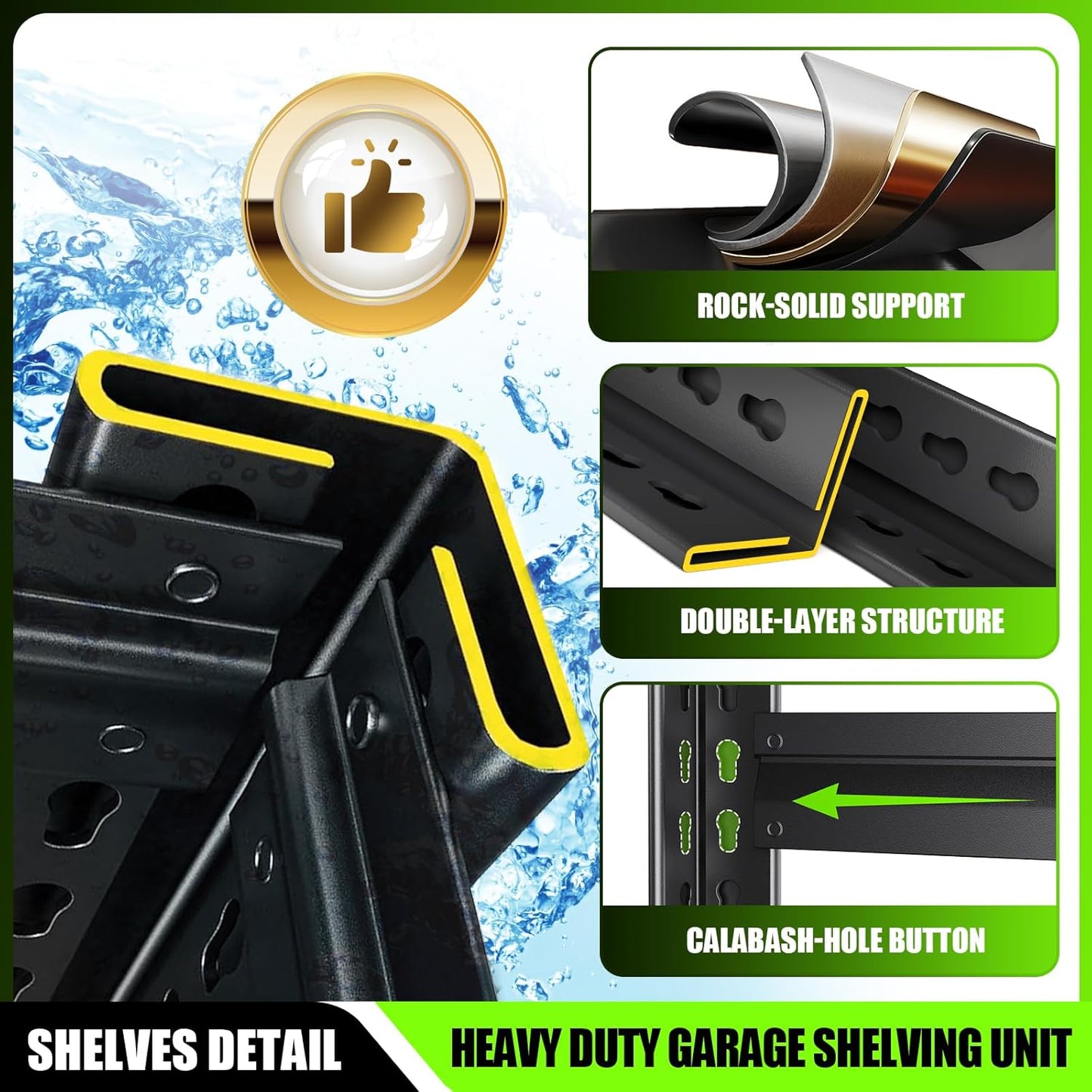 Garage Shelving 3000lb Heavy Duty Shelving Adjustable Metal Shelvings Garage Storage Shelves 5 Tier Utility Shelvin Unit Metal Shelf Rack for Basement Industrial Black 72''H*46''W*20''D,2 Pack-VerdiqueGarden