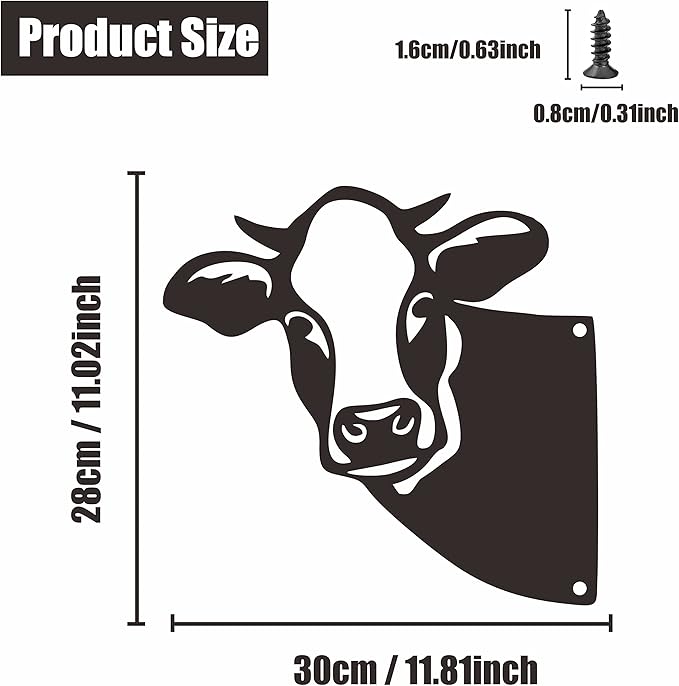 Cow Metal Art Farm Garden Decor Garden Fence Decoration Outdoor Decoration for Farmhouse Yard Lawn-VerdiqueGarden
