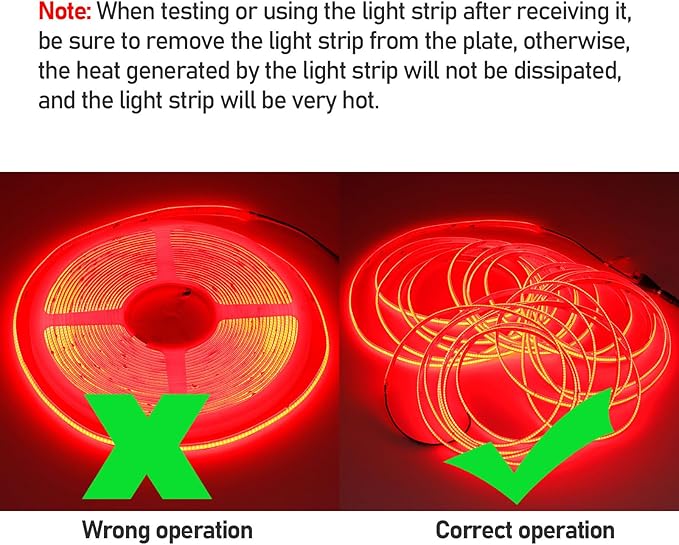 32.8ft(10M) DC 24V Red COB LED Strip Light IP65 Waterproof 3840LEDs Uniform Glow Dotless Flexible LED Tape Lights for DIY Garden Backyard Hallways Stairs Decoration(No Power Supply)-VerdiqueGarden