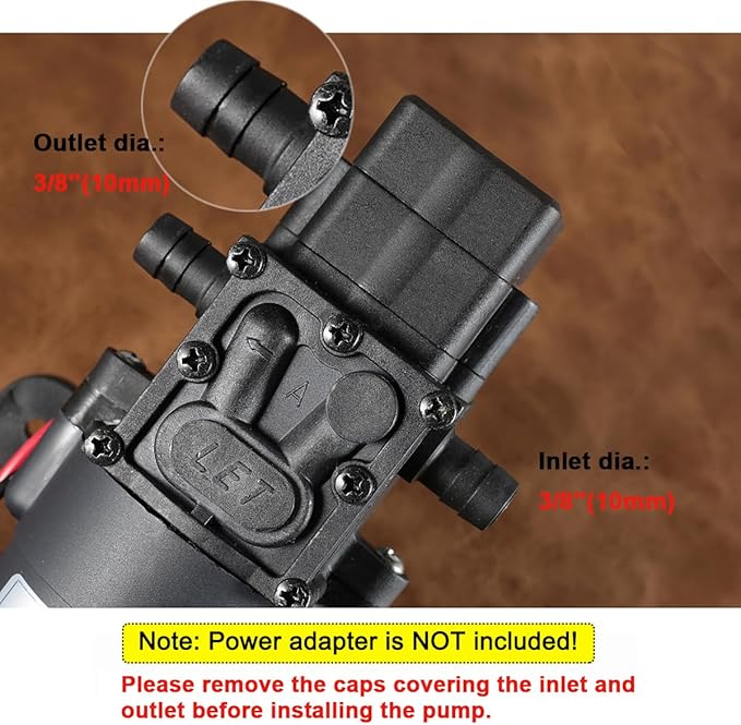 bayite 12V DC Water Transfer Pump with 2 Hose Clamps 12 Volt Diaphragm Pump Self Priming Sprayer Pump with Pressure Switch 4.5 L/Min 1.2 GPM 80 PSI for Weed ATV Marine Boat-VerdiqueGarden