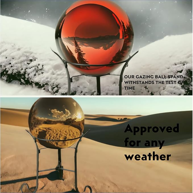 12" Tall Iron Gazing Ball Stand, Classic Stylelish Garden Hardware Metal holder for 8/10/12-Inch, Strong and Durable handmade Gazing Globe Display Stand Decoration for Outdoor, Home, Yards-VerdiqueGarden