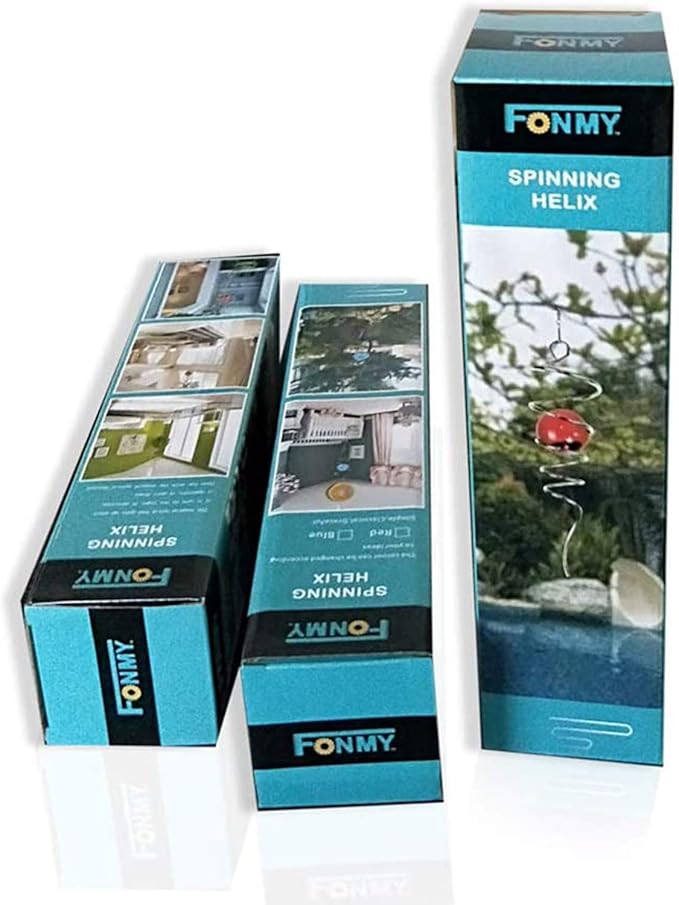 FONMY Gazing Ball Spiral Tail -Decorative Wind Spinner 11" inch Tail and 2" inch Glass Orb. Indoor Outdoor Garden Decoration Silver Blue -13 inch Height-VerdiqueGarden